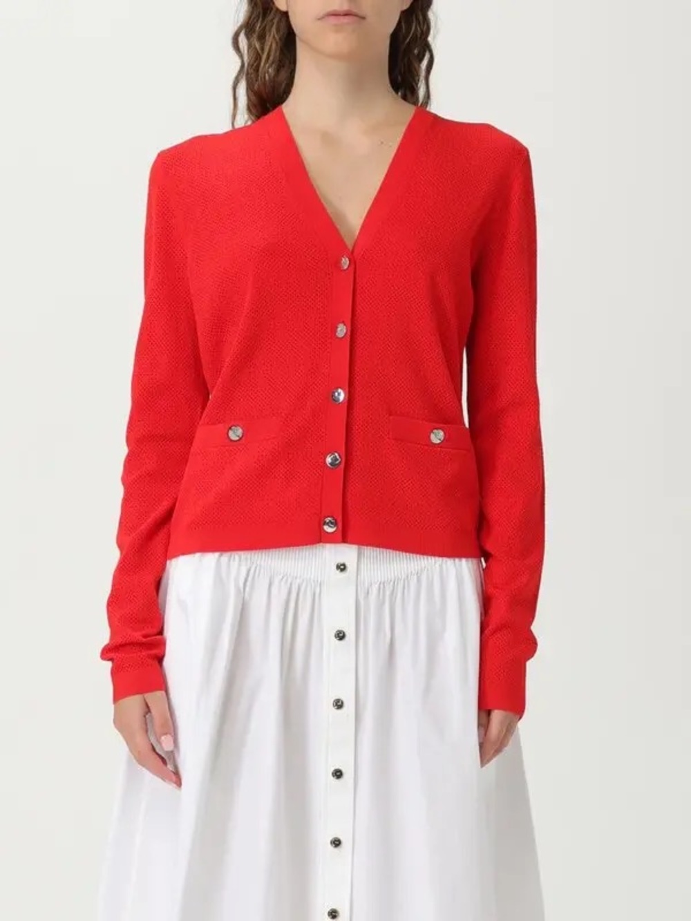 Tory Burch V-Neck Red Button-Front Women's Cardigan Sweater size small